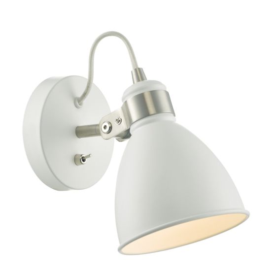 där lighting Frederick Single Wall Spotlight White Satin Chrome