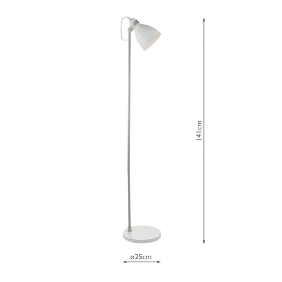 Där Lighting Frederick Task Floor Lamp White & Satin Chrome