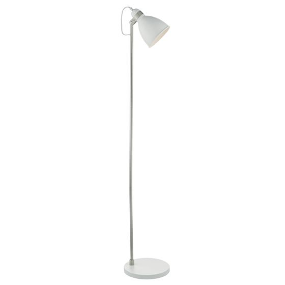 där lighting Frederick Task Floor Lamp White & Satin Chrome