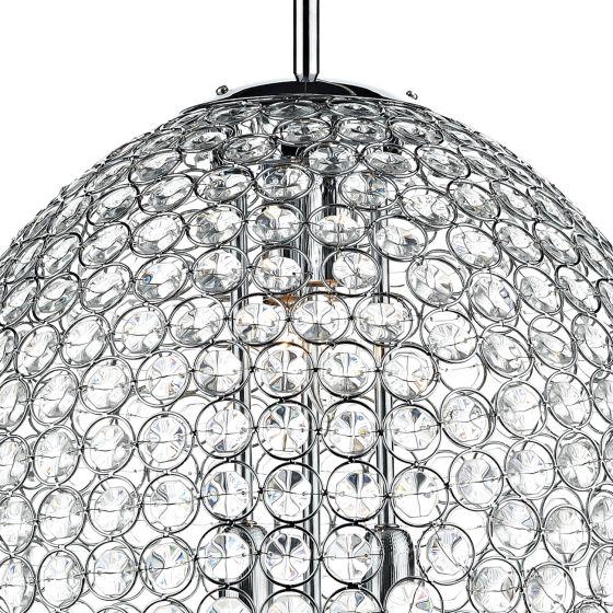 Där Lighting Frost 5 Light Pendant Polished Chrome And Clear Faceted Crystal
