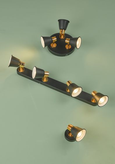 Där Lighting Fry 4 Light Bar Spotlight Black & Rose Gold