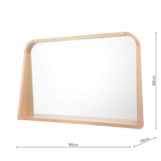 Där Lighting Fulgencio Rectangle Mirror With Shelf Light Oak 60 X 90cm