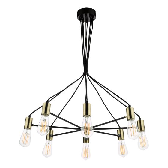 Där Lighting Gabriel 8 Light Pendant Satin Black Antique Gold