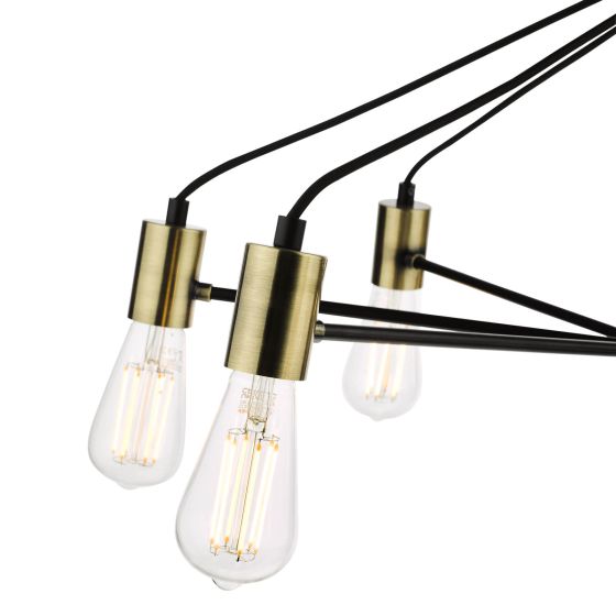Där Lighting Gabriel 8 Light Pendant Satin Black Antique Gold