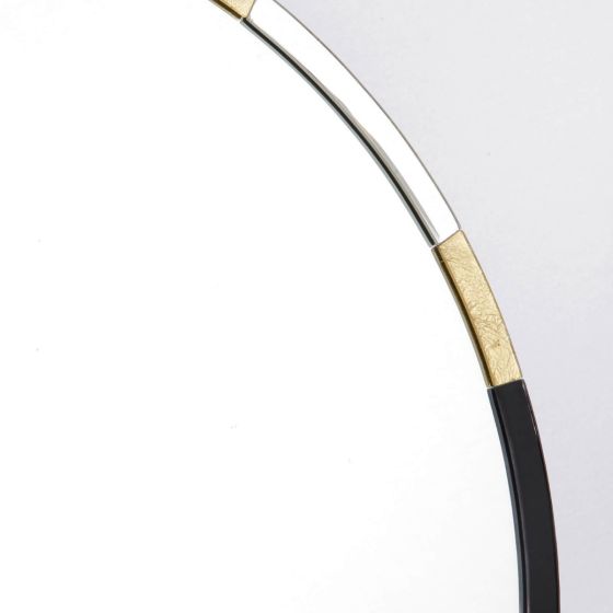 Där Lighting Gadany Round Gold Leaf And Black Glass Mirror 80cm