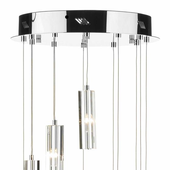 Där Lighting Galileo 12 Light Cluster Pendant Polished Chrome Crystal LED