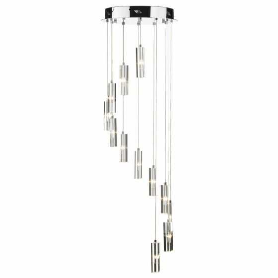 Där Lighting Galileo 12 Light Cluster Pendant Polished Chrome Crystal LED