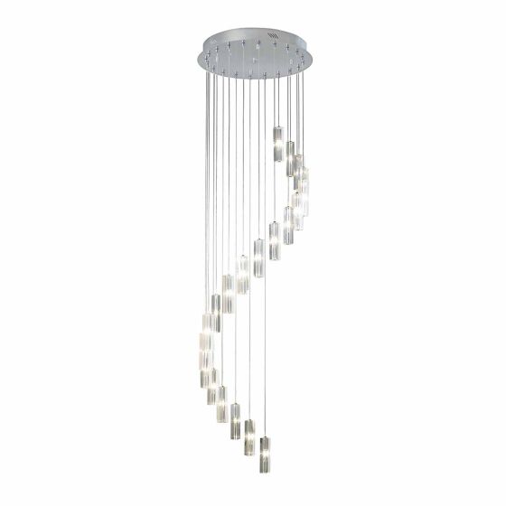 Där Lighting Galileo 20 Light Cluster Pendant Polished Chrome Crystal LED - 3M Drop