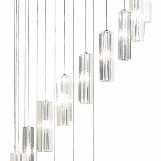 där lighting Galileo 20 Light Cluster Pendant Polished Chrome Crystal LED - 3M Drop