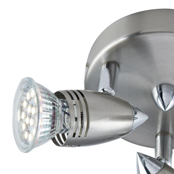 Där Lighting Gemini 3 Light Plate Spotlight Satin Chrome (Multipack)