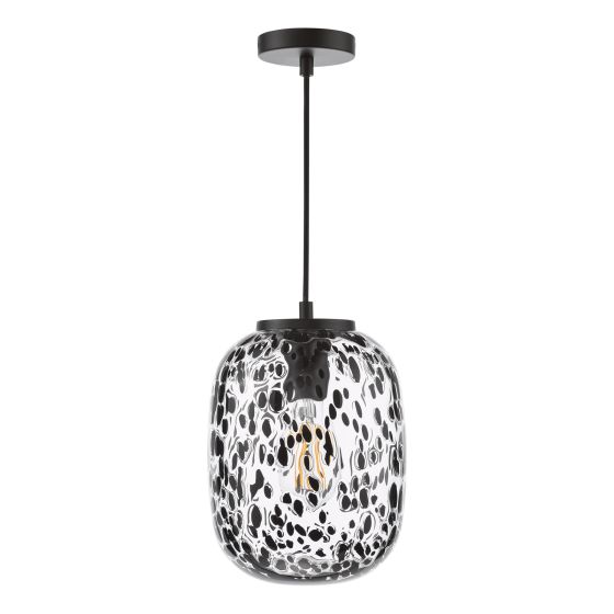 Där Lighting Gethin Pendant Matt Black Glass And Black Confetti Glass