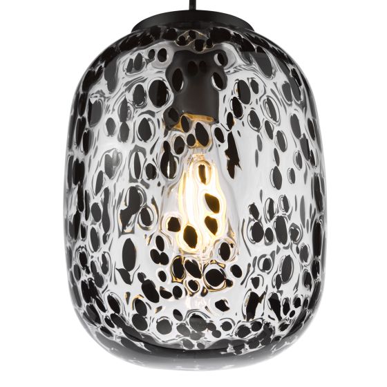 Där Lighting Gethin Pendant Matt Black Glass And Black Confetti Glass