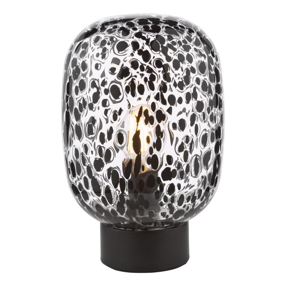 där lighting Gethin Table Lamp Black and Black Confetti Glass