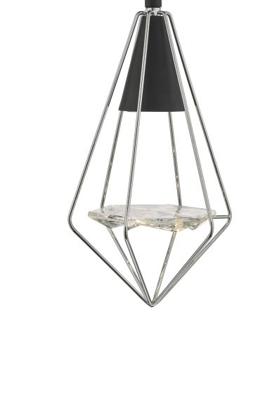 Där Lighting Gianni 1 Light Pendant Black Polished Chrome & Glass
