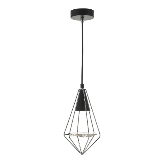 där lighting Gianni 1 Light Pendant Black Polished Chrome & Glass