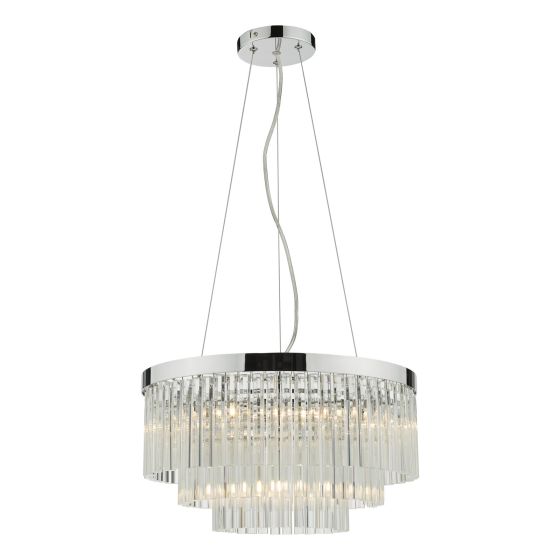 där lighting Giovana 5 Light Pendant Polished Chrome Clear Glass