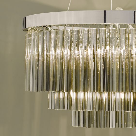 Där Lighting Giovana 5 Light Pendant Polished Chrome & Smoked Glass