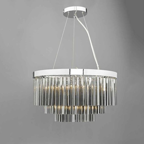 där lighting Giovana 5 Light Pendant Polished Chrome & Smoked Glass