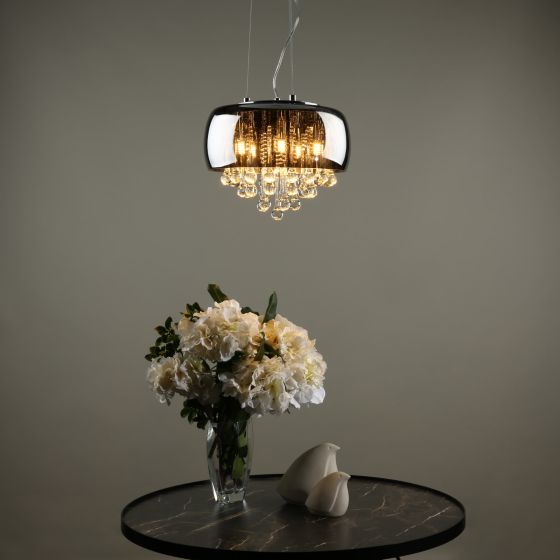 Där Lighting Giselle 5 Light Pendant Smoked & Clear Glass