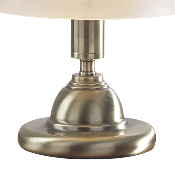 Där Lighting Gloucester Touch Table Lamp Antique Brass & Glass Shade - Twin Pack