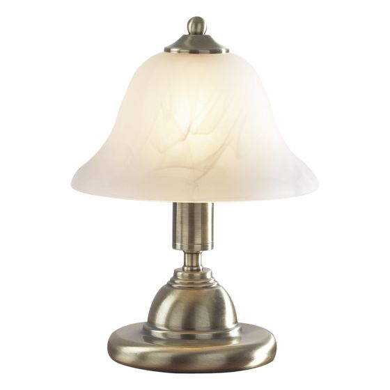 Där Lighting Gloucester Touch Table Lamp Antique Brass & Glass Shade - Twin Pack