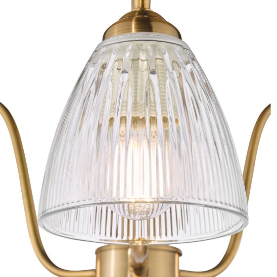 Där Lighting Glynis 3 Light Semi-Flush Antique Bronze And Ribbed Glass