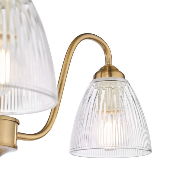 Där Lighting Glynis 3 Light Semi-Flush Antique Bronze And Ribbed Glass