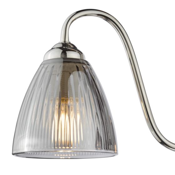 Där Lighting Glynis 3 Light Semi-Flush Polished Nickel And Smoked Ribbed Glass