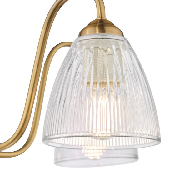 Där Lighting Glynis 5 Light Semi-Flush Antique Bronze And Ribbed Glass