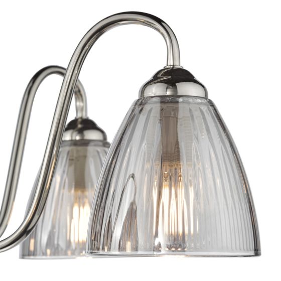 Där Lighting Glynis 5 Light Semi-Flush Polished Nickel And Smoked Ribbed Glass