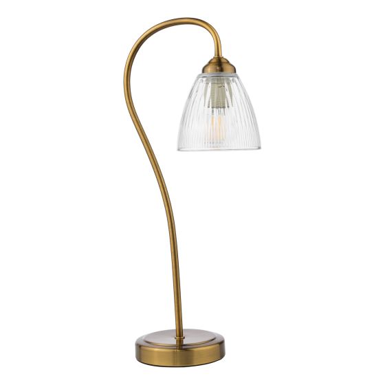 Där Lighting Glynis Table Lamp Antique Bronze And Ribbed Glass
