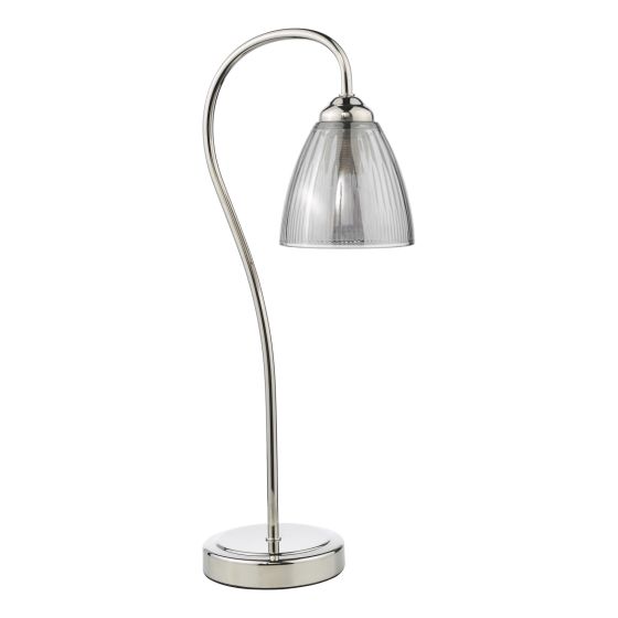 Där Lighting Glynis Table Lamp Polished Nickel And Smoked Ribbed Glass