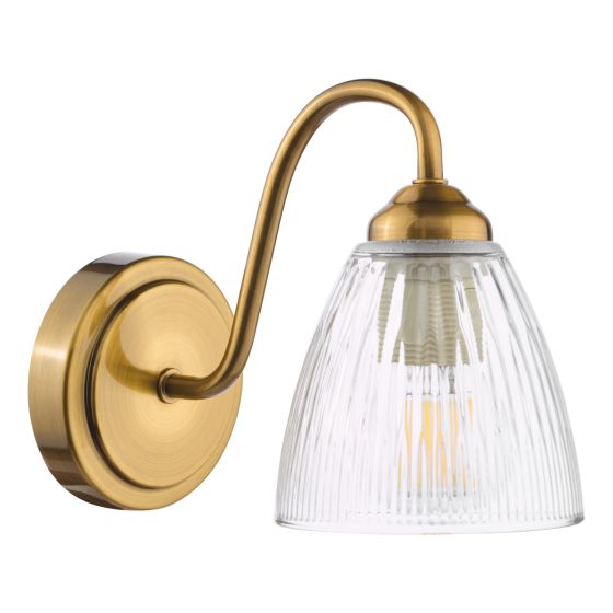 Där Lighting Glynis Wall Light Antique Bronze And Ribbed Glass