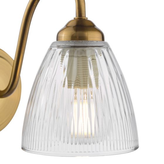 Där Lighting Glynis Wall Light Antique Bronze And Ribbed Glass