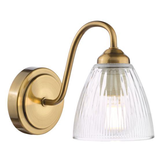 där lighting Glynis Wall Light Antique Bronze and Ribbed Glass