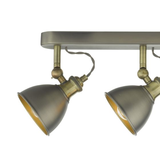 Där Lighting Governor 4 Light Bar Spotlight Antique Chrome Antique Brass