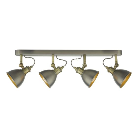 där lighting Governor 4 Light Bar Spotlight Antique Chrome Antique Brass