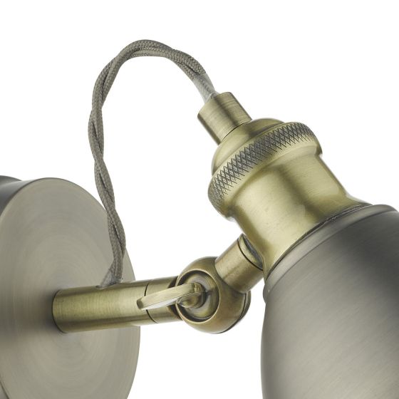 Där Lighting Governor Single Wall Spotlight Antique Chrome & Brass