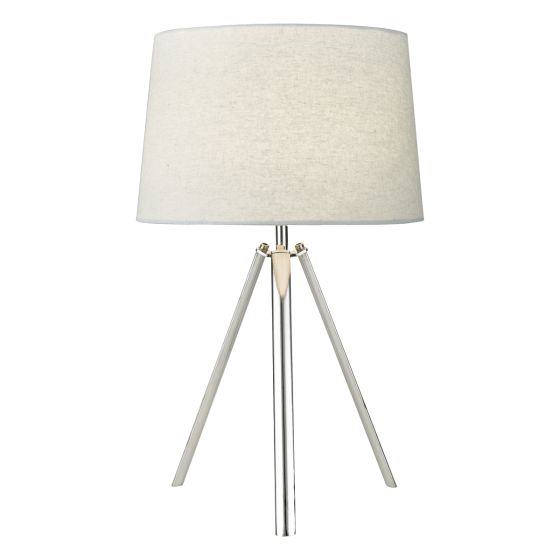 Där Lighting Griffith Table Lamp Polished Chrome With Grey Linen Shade