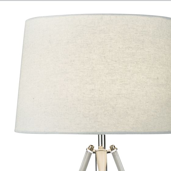 där lighting Griffith Table Lamp Polished Chrome With Grey Linen Shade
