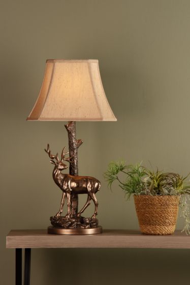 Där Lighting Gulliver Deer Table Lamp In Aged Brass With Shade