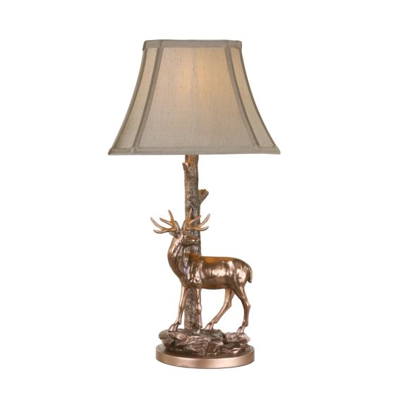 där lighting Gulliver Deer Table Lamp in Aged Brass With Shade