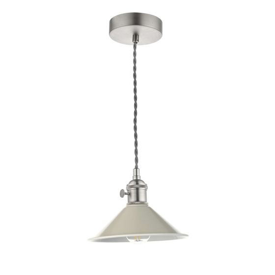 Där Lighting Hadano 1 Light Pendant Antique Chrome With Cashmere Shade