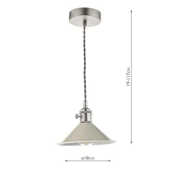Där Lighting Hadano 1 Light Pendant Antique Chrome With Cashmere Shade