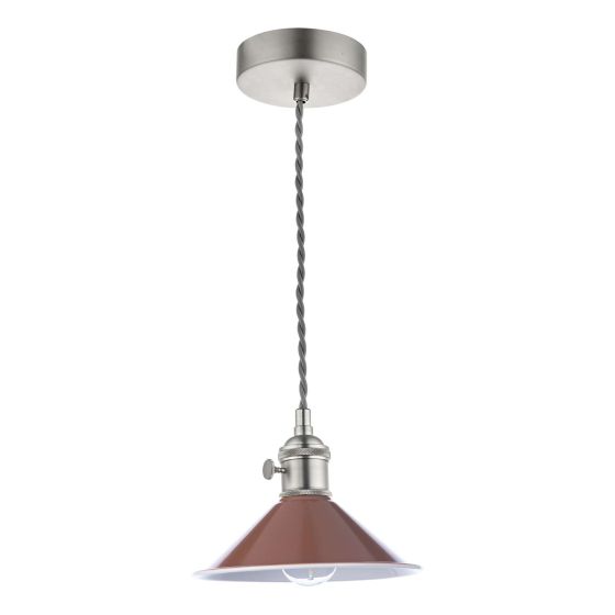 Där Lighting Hadano 1 Light Pendant Antique Chrome With Umber Shade