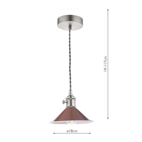 Där Lighting Hadano 1 Light Pendant Antique Chrome With Umber Shade