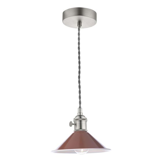 där lighting Hadano 1 Light Pendant Antique Chrome With Umber Shade