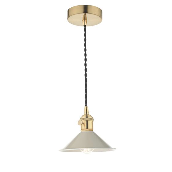 där lighting Hadano 1 Light Pendant Natural Brass With Cashmere Shade