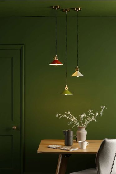 Där Lighting Hadano 1 Light Pendant Natural Brass With Olive Green Shade