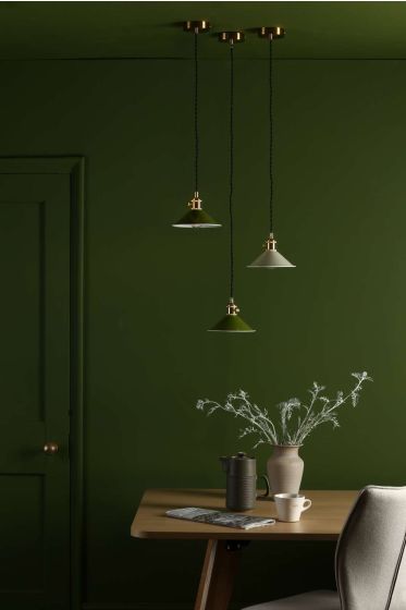 Där Lighting Hadano 1 Light Pendant Natural Brass With Olive Green Shade